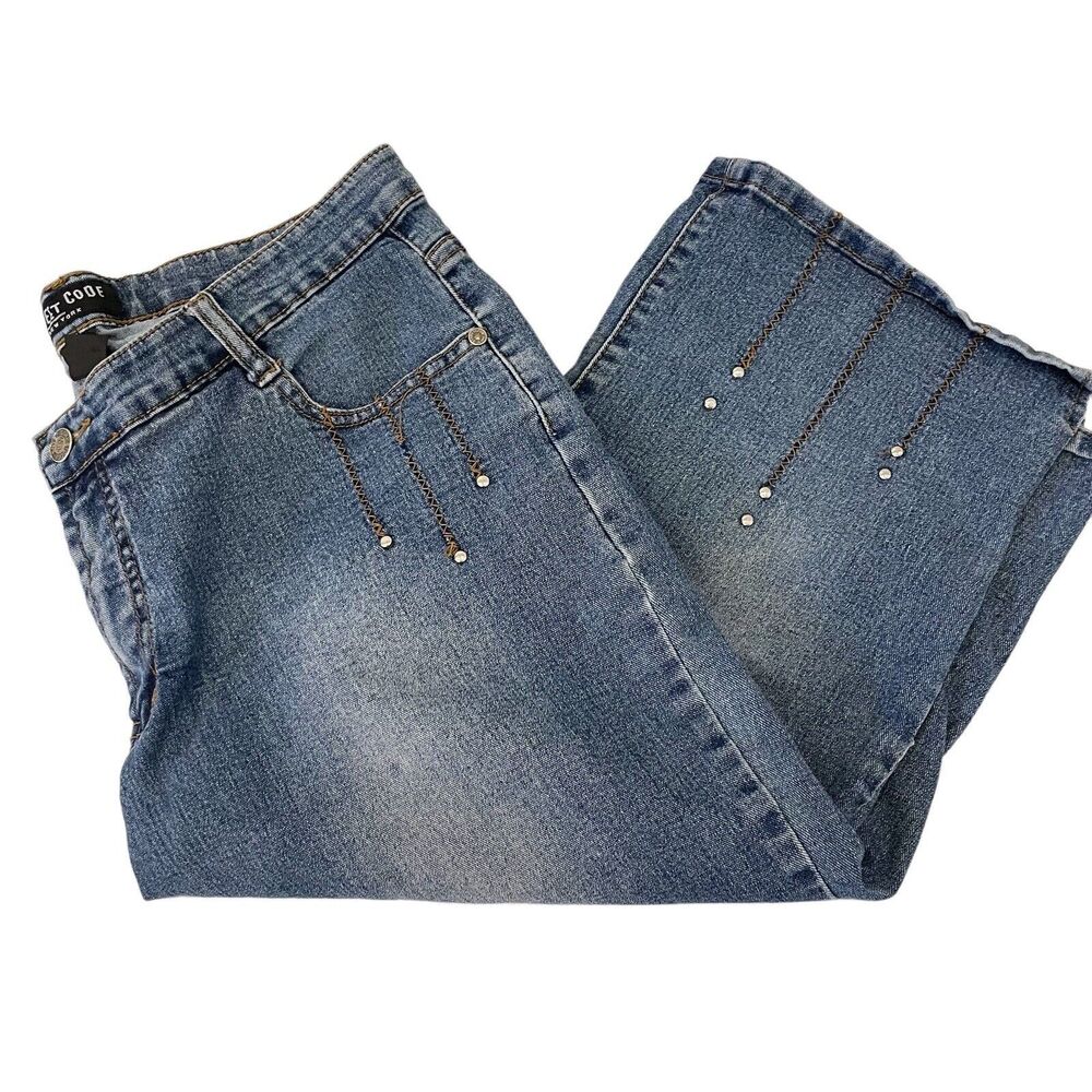 Street Code New York Embellished Jeans Stretch Women Size 13/14 Studded - Picture 14 of 15